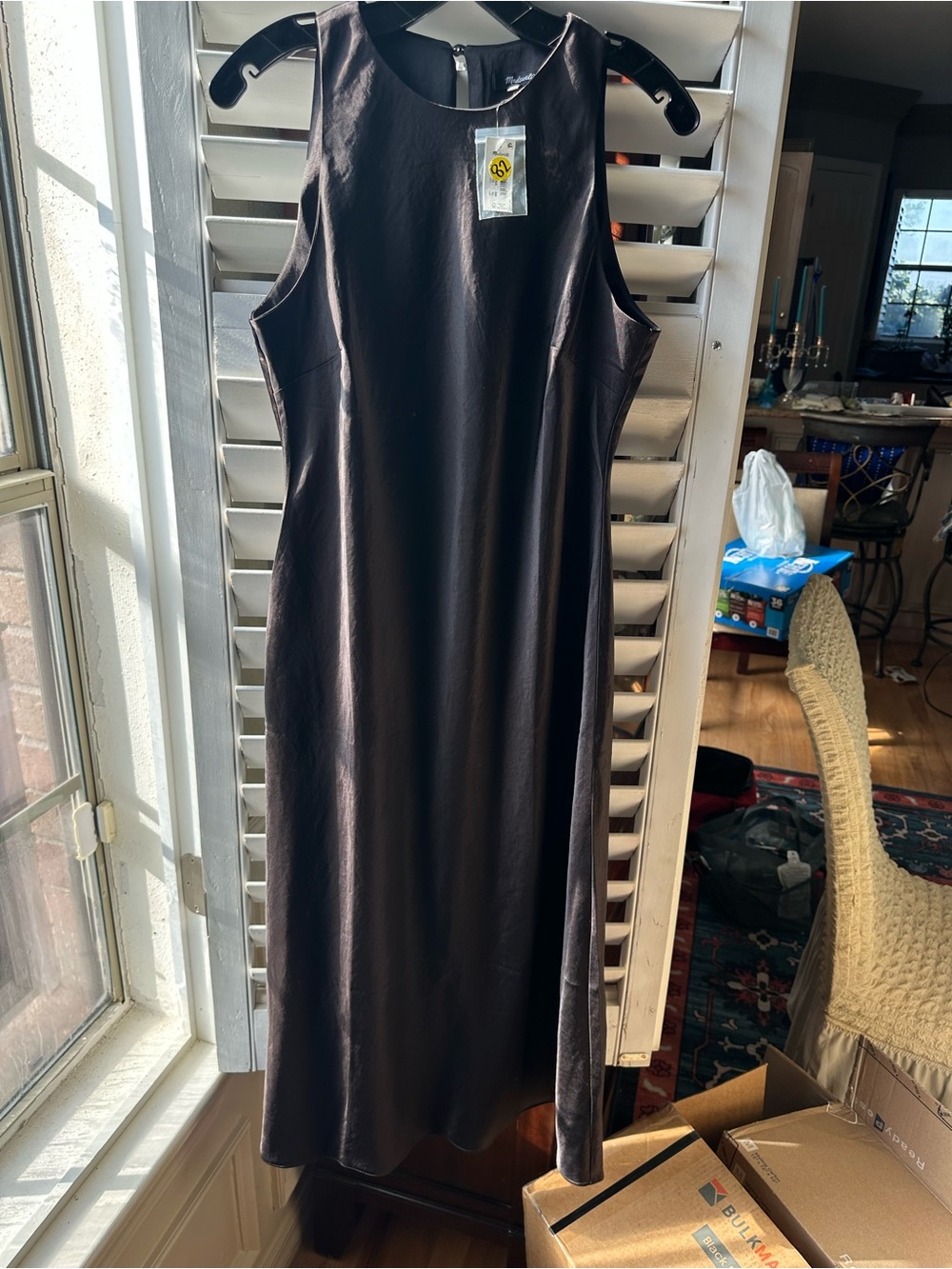 Madewell Sleeveless Faux Leather Maxi Dress in Dark Brown